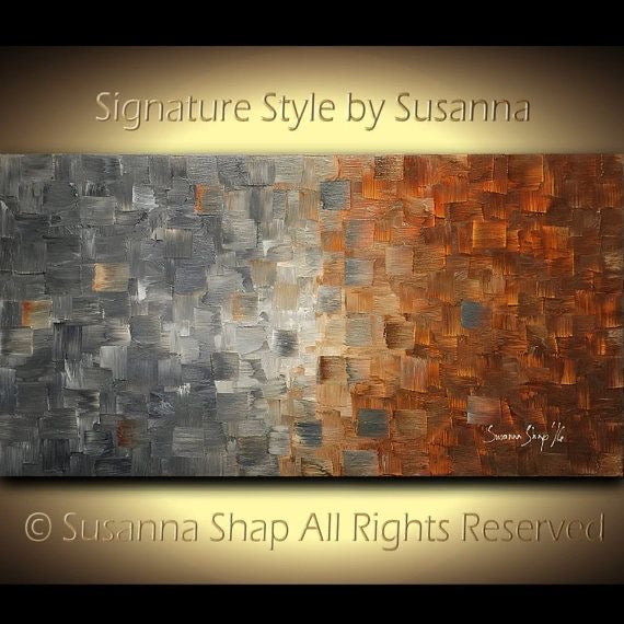 Original Modern Art Abstract painting Brown Beige Grey Earth tones, Impasto Textured palette knife art by susanna shap (MADE2ORDER)