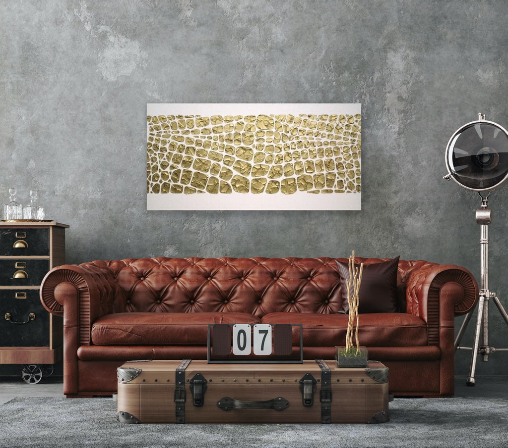 Original white and gold Textured Large Abstract Art MADE2ORDER Mosaic Painting (48”x24”)