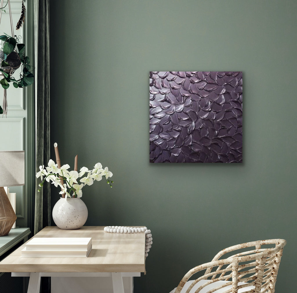 Lilac Smoky purple Abstract Minimalist ORIGINAL Metallic Textured Painting palette knife Impasto, Abstract Wall Art -MADE2ORDER-Mix & match