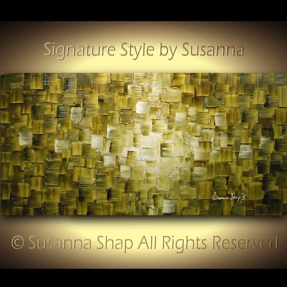 Olive green modern abstract squares geometric palette knife impasto textured painting in canvas, made to order by susanna shap