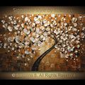 Original Abstract tree painting White cherry blossom, No. 3, textured palette knife impasto art by susanna shap (MADE2ORDER)