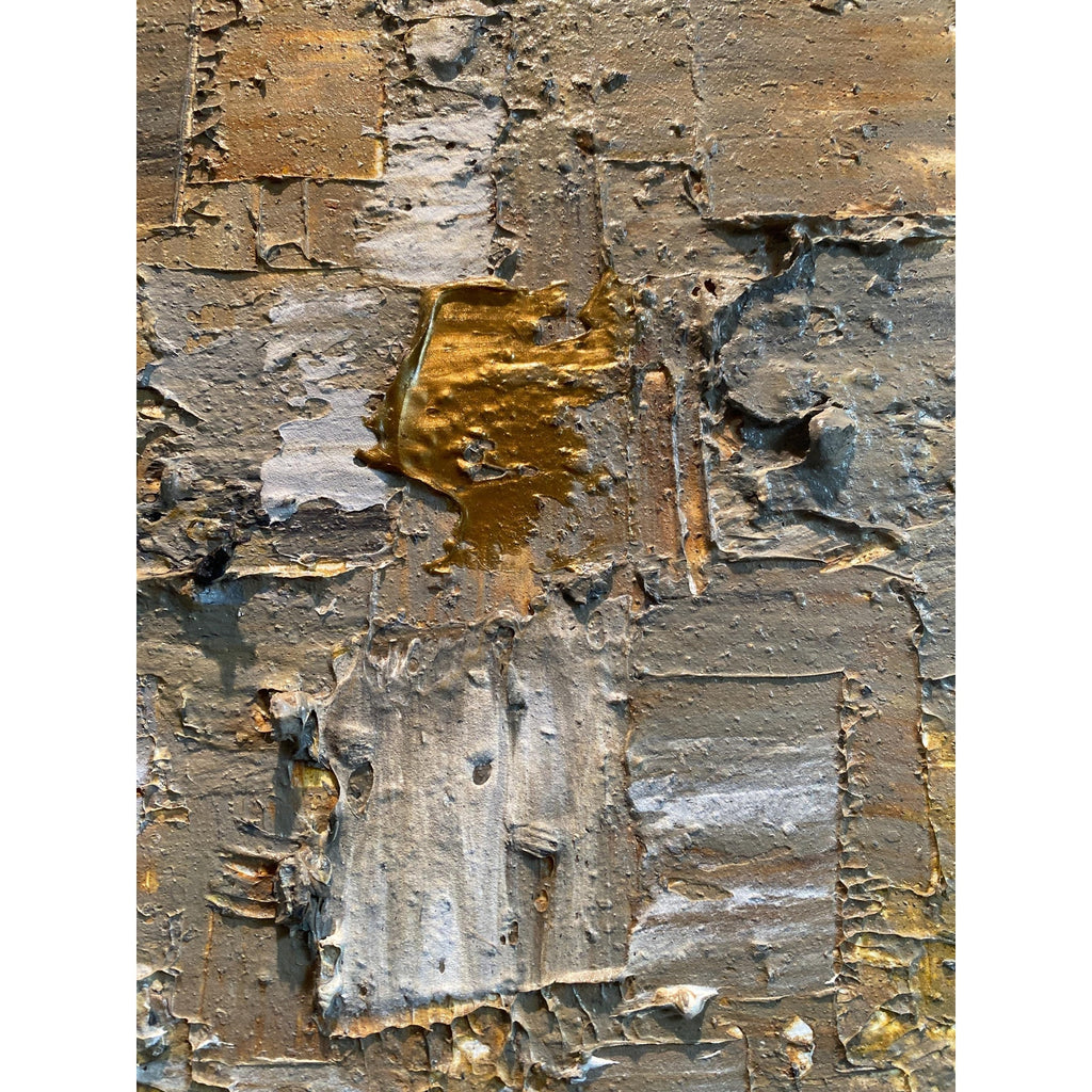 ORIGINAL Minimalist Large Abstract painting Neutral Beige Gray Squares Geometric Heavy Textured 36"x36" Palette knife Art- by Susanna Shap