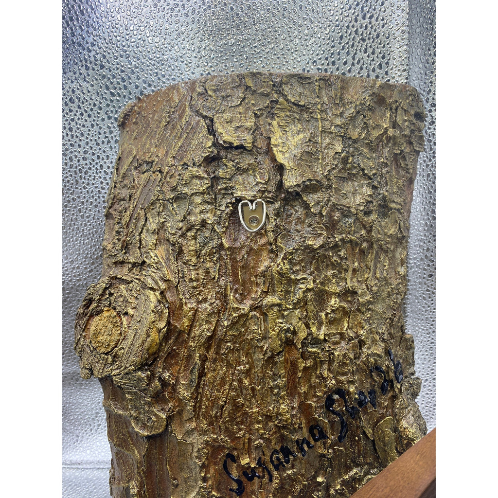 ORIGINAL Small Gold Seahorse painting, impasto tactile textured art on wood- by Susanna Shap