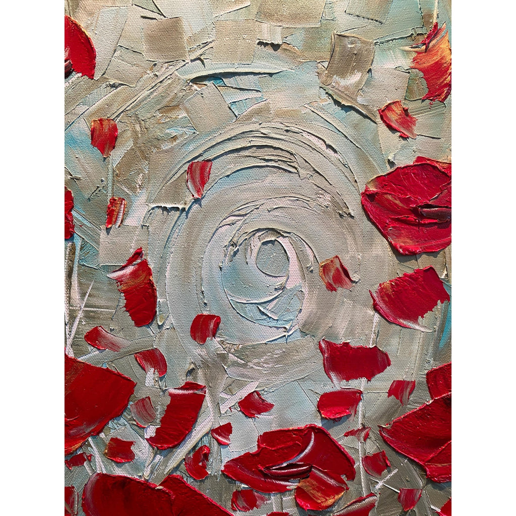 red poppies ORIGINAL abstract floral oil painting flowers landscape impasto Texture Palette knife Wall Art 20x20" Susanna Shap