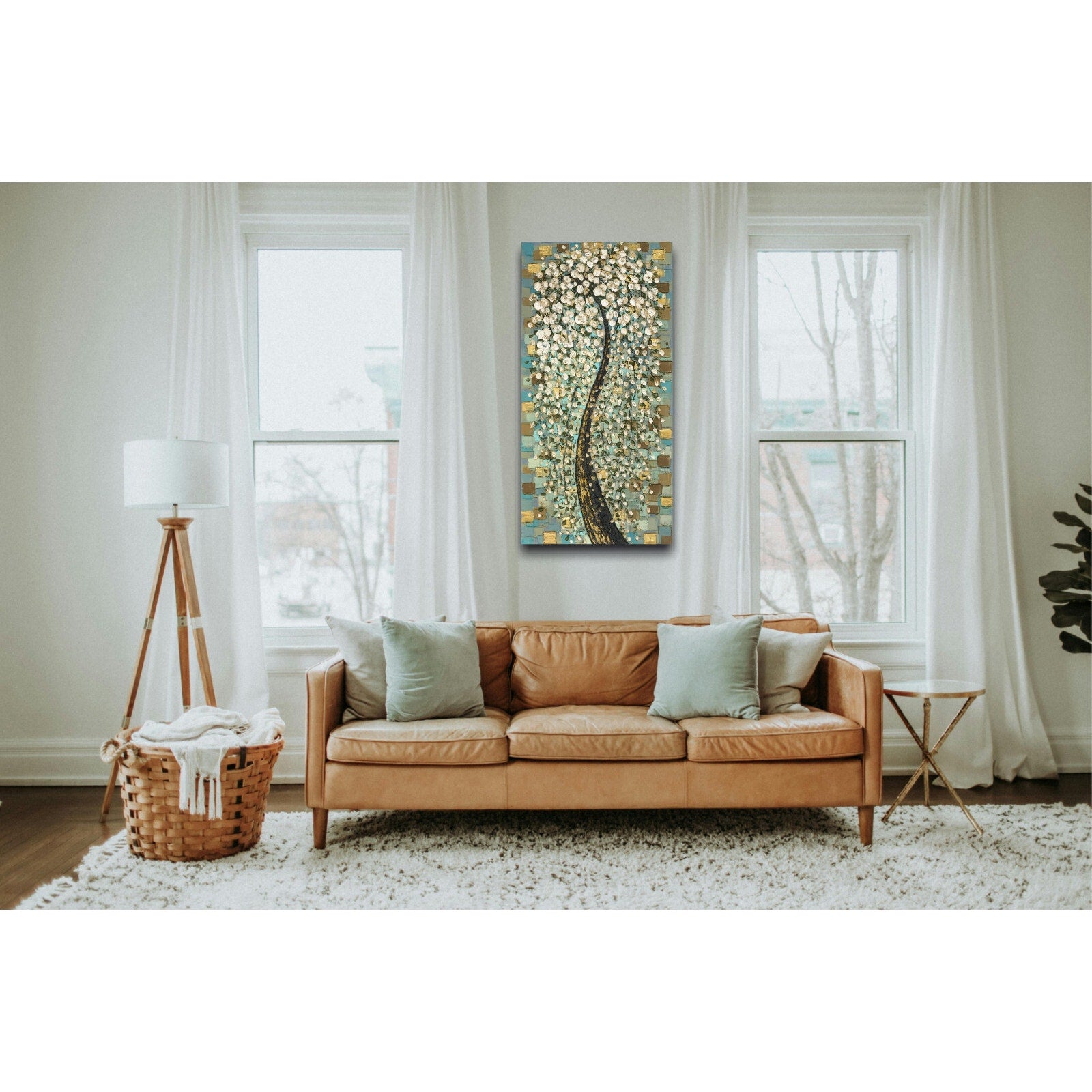 Tree Art Large Wall Art cherry blossom snowfountain tall vertical PRINT -Susanna