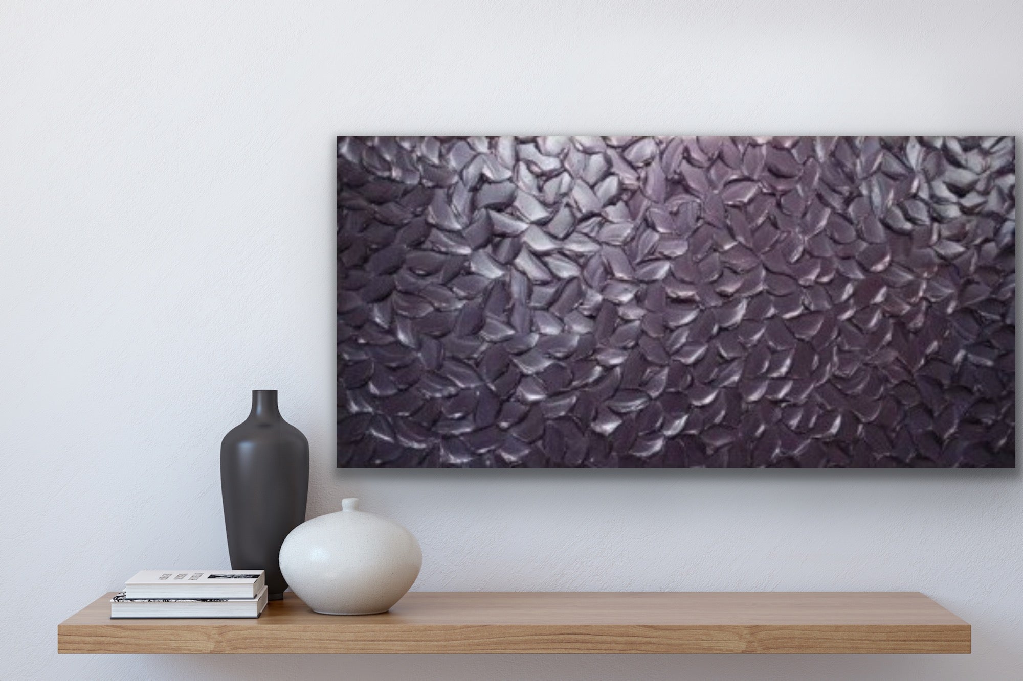Lilac Smoky purple Abstract Minimalist ORIGINAL Metallic Textured Painting palette knife Impasto, Abstract Wall Art -MADE2ORDER-Mix & match