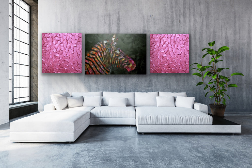 Hot Pink Abstract Minimalist ORIGINAL Metallic Textured Painting palette knife Impasto, Abstract Wall Art -MADE2ORDER-Mix & match