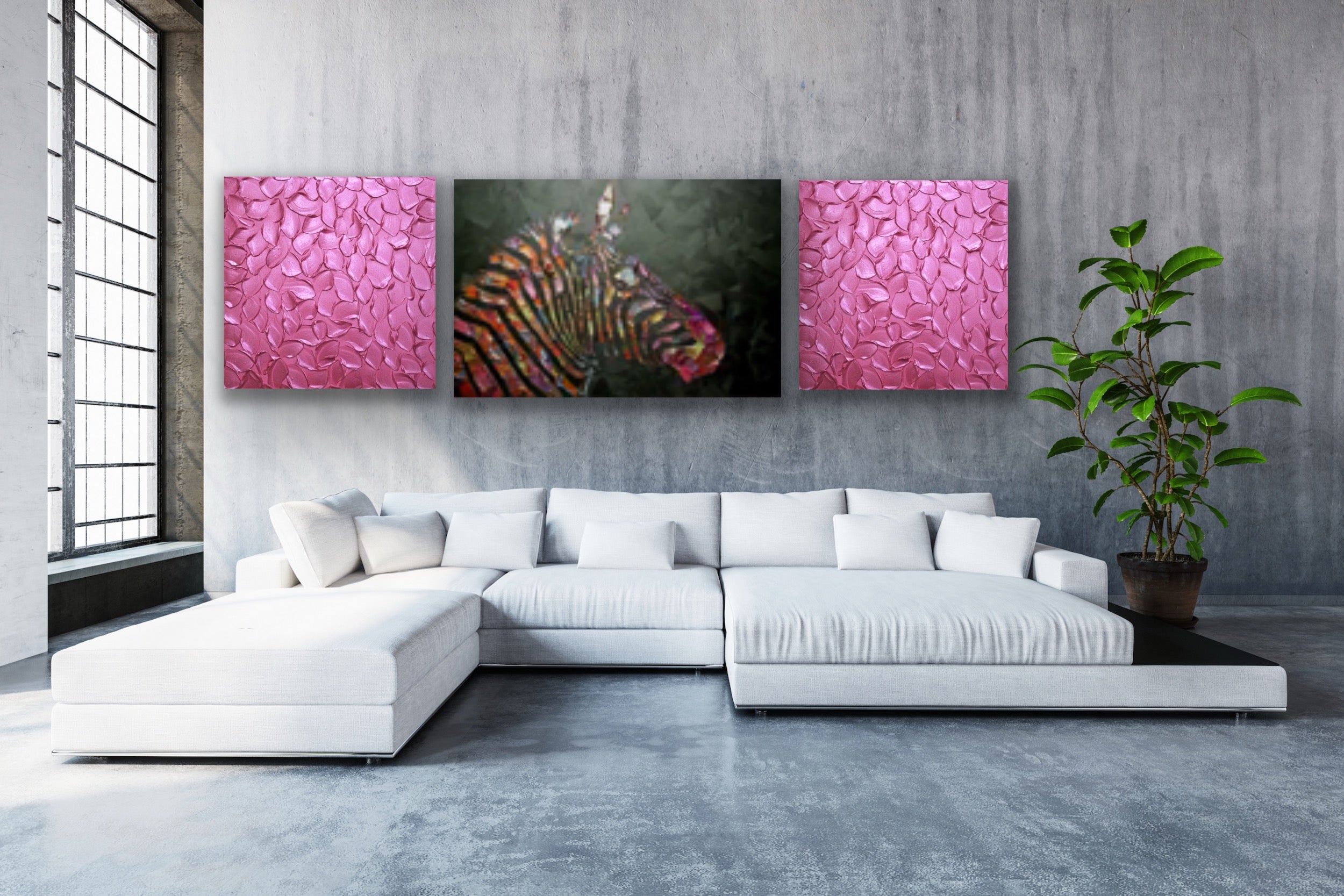 Hot Pink Abstract Minimalist ORIGINAL Metallic Textured Painting palette knife Impasto, Abstract Wall Art -MADE2ORDER-Mix & match