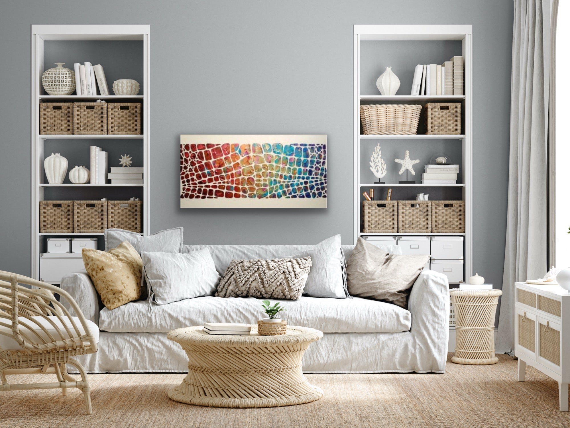 “Stained Glass” Colorful Abstract Original Palette knife Impasto Textured Large Wall Art MADE2ORDER Geometric Mosaic Painting Black and MultiColor