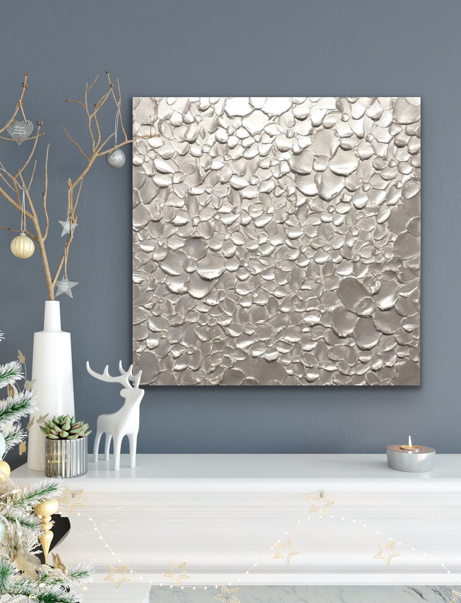 White pearl Blossoms Flowers Abstract Minimalist ORIGINAL Textured Painting palette knife Impasto, Abstract Wall Art -MADE2ORDER