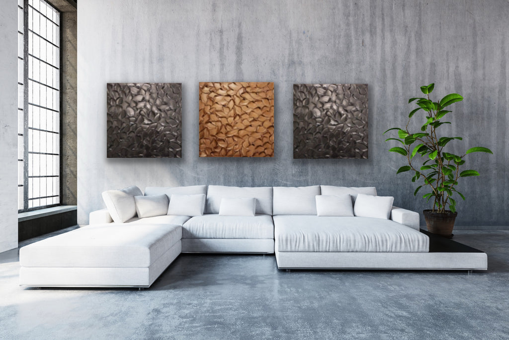 Copper Abstract Minimalist ORIGINAL Metallic Textured Painting palette knife Impasto, Abstract Wall Art -MADE2ORDER-Mix & match