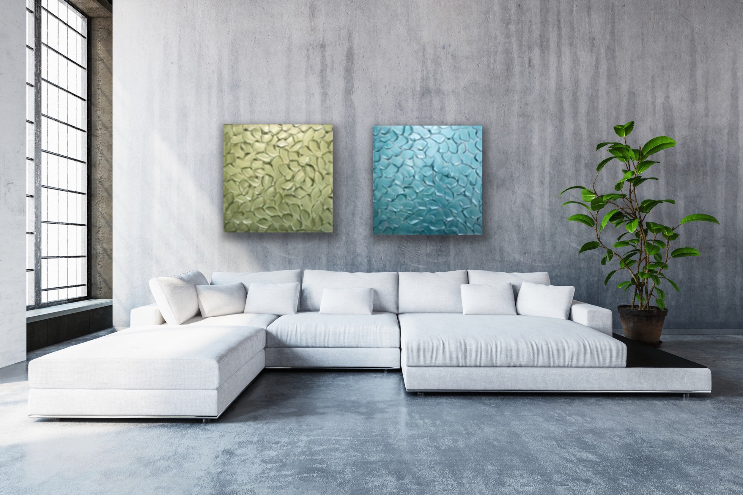 Turquoise Abstract Minimalist ORIGINAL Metallic Textured Painting palette knife Impasto, Abstract Wall Art -MADE2ORDER-Mix & match