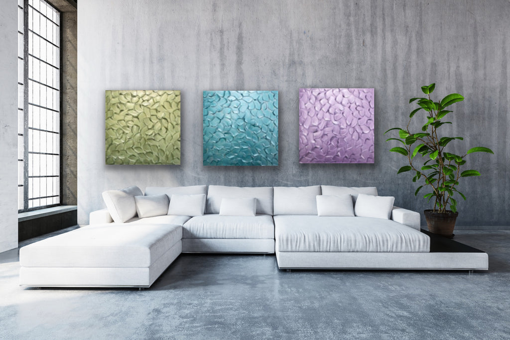 Lavender Purple Abstract Minimalist ORIGINAL Metallic Textured Painting palette knife Impasto, Abstract Wall Art -MADE2ORDER-Mix & match
