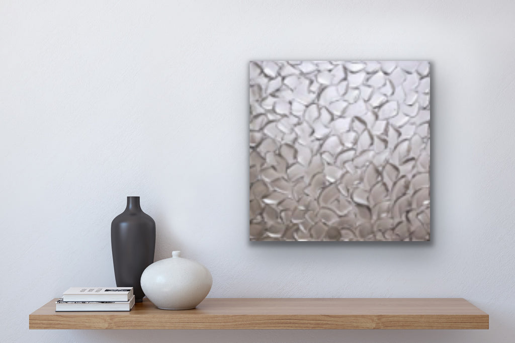 Silver Abstract Minimalist ORIGINAL Metallic Textured Painting palette knife Impasto, Abstract Wall Art -MADE2ORDER-Mix & match