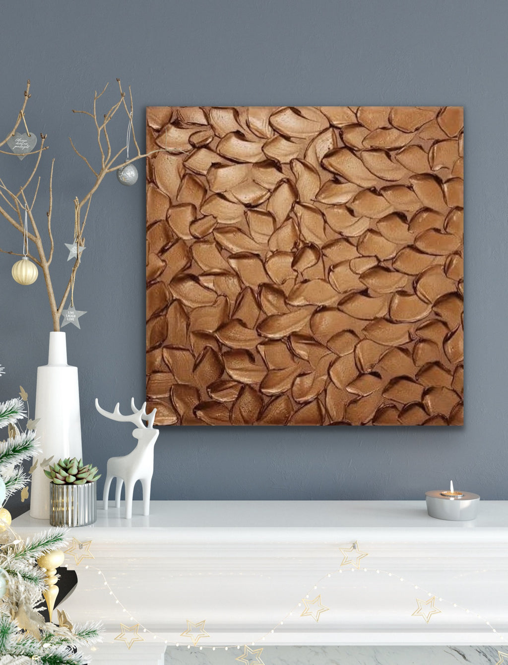 Copper Abstract Minimalist ORIGINAL Metallic Textured Painting palette knife Impasto, Abstract Wall Art -MADE2ORDER-Mix & match