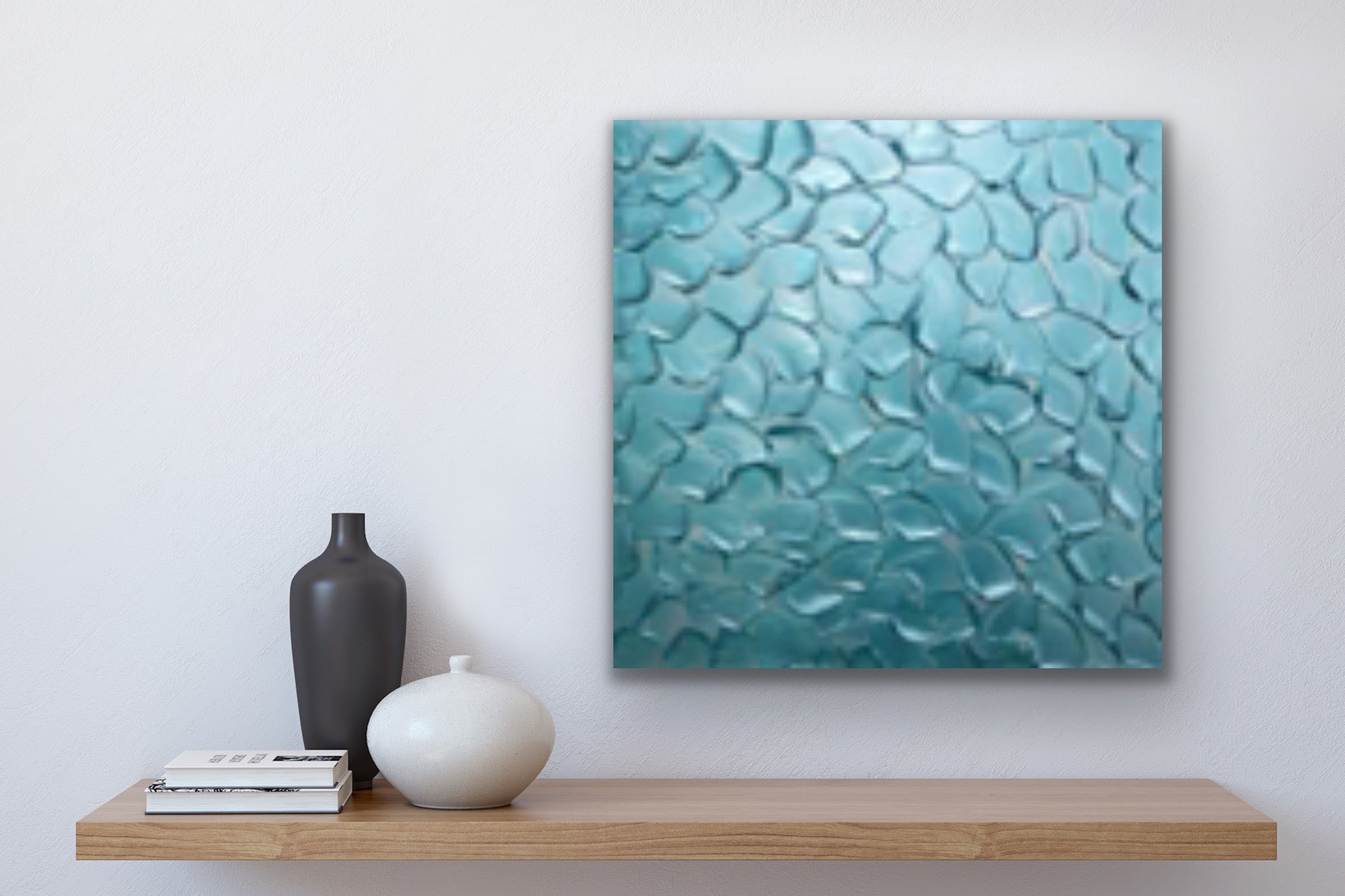 Turquoise Abstract Minimalist ORIGINAL Metallic Textured Painting palette knife Impasto, Abstract Wall Art -MADE2ORDER-Mix & match