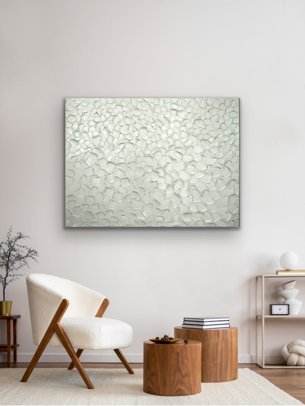 White pearl Abstract Minimalist ORIGINAL Textured Painting palette knife Impasto, Abstract Wall Art -MADE2ORDER