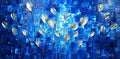Original Silver Tulips Abstract Landscape on Blue Impasto Texture painting palette knife art by susanna shap (MADE2ORDER)