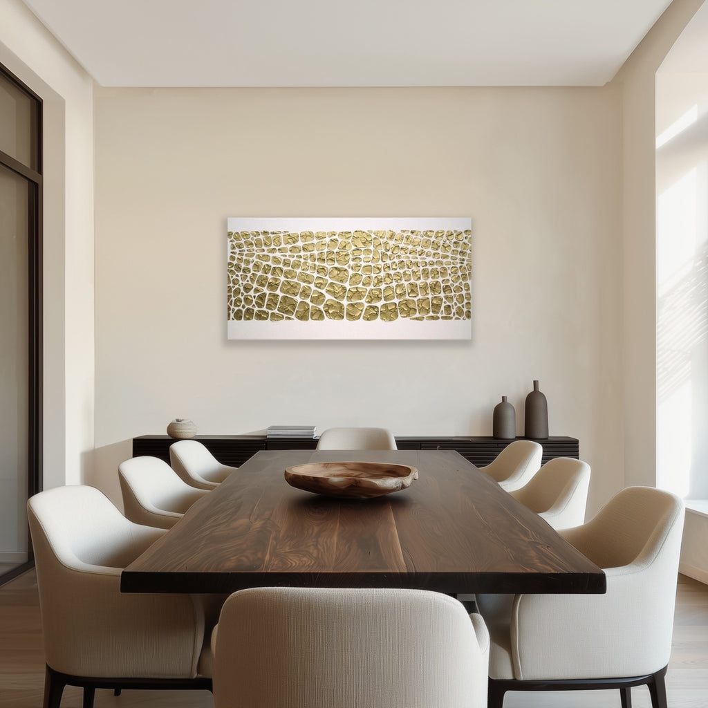 Original white and gold Textured Large Abstract Art MADE2ORDER Mosaic Painting (48”x24”)