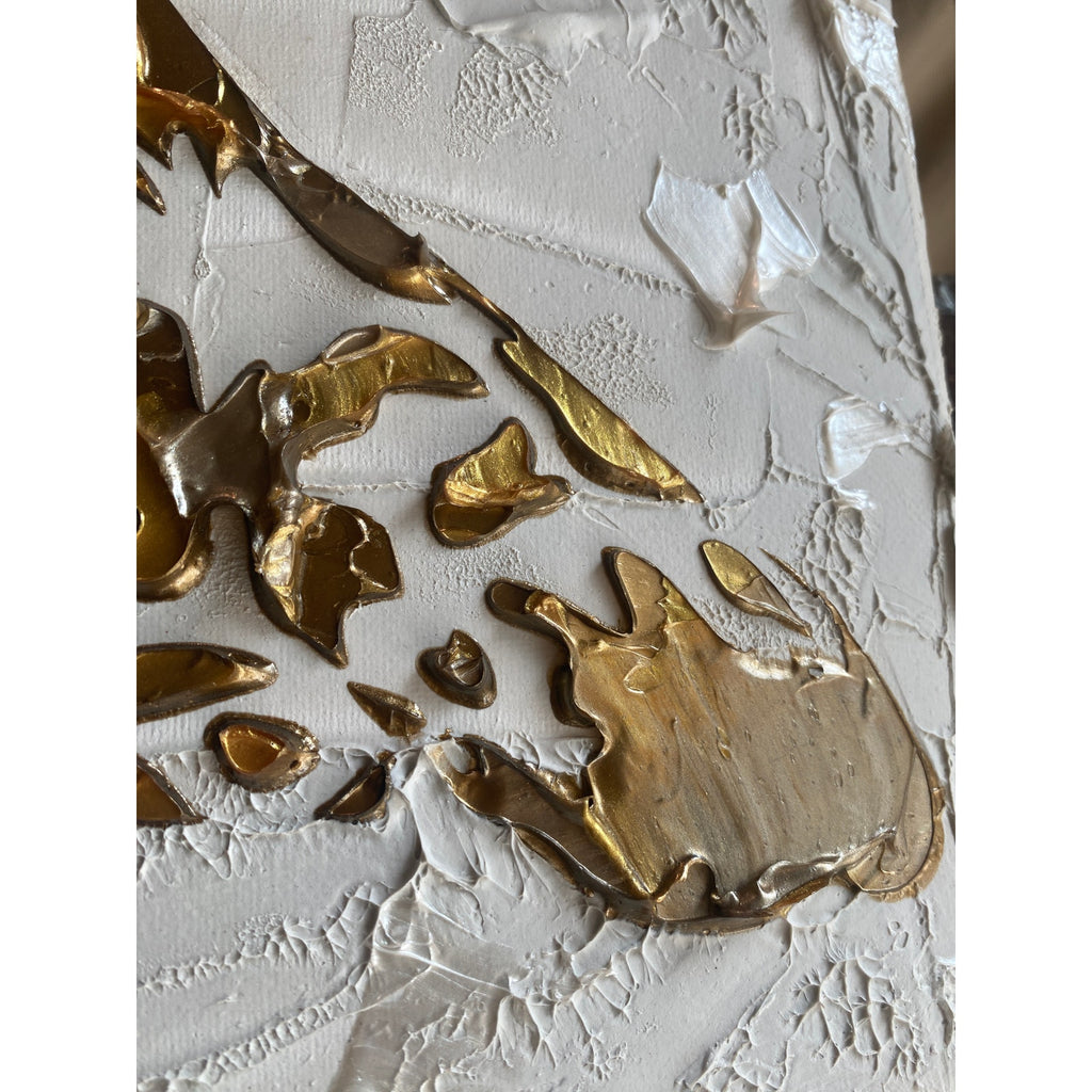 Giraffe, ORIGINAL Animal Art Abstract White & Gold Textured painting, Handmade Canvas wall art by Susanna Shap
