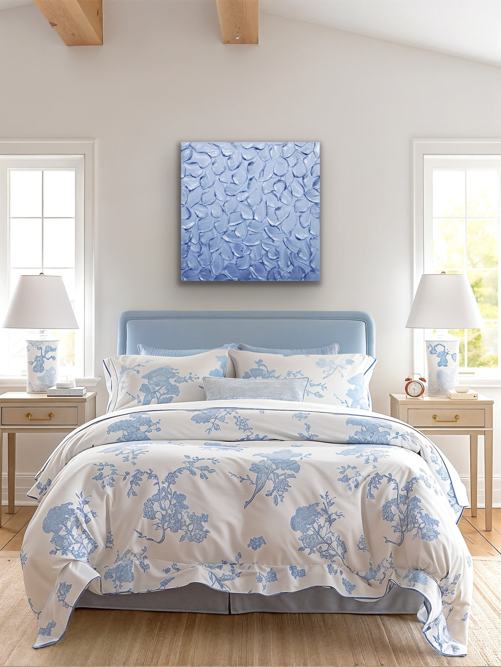 Periwinkle Baby Blue Abstract Minimalist ORIGINAL Metallic Textured Painting palette knife Impasto, Abstract Wall Art -MADE2ORDER-Mix & match
