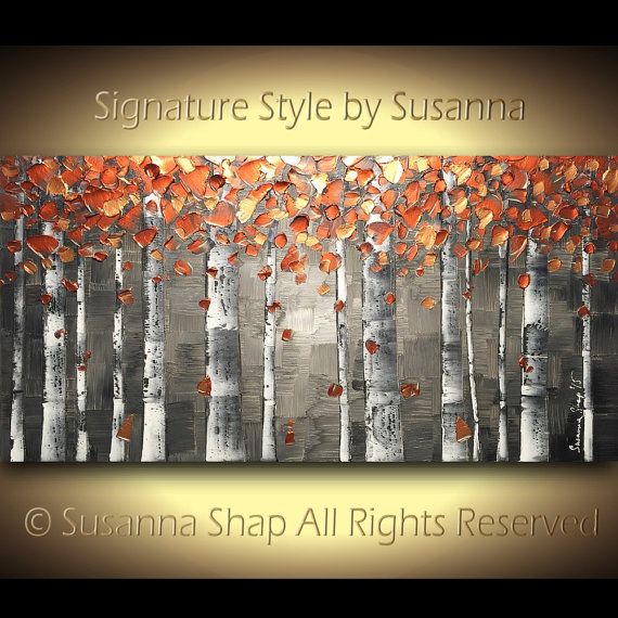 Original Copper Foliage Birch trees aspen Landscape Modern Abstract Impasto Textured painting palette knife art by susanna shap (MADE2ORDER)
