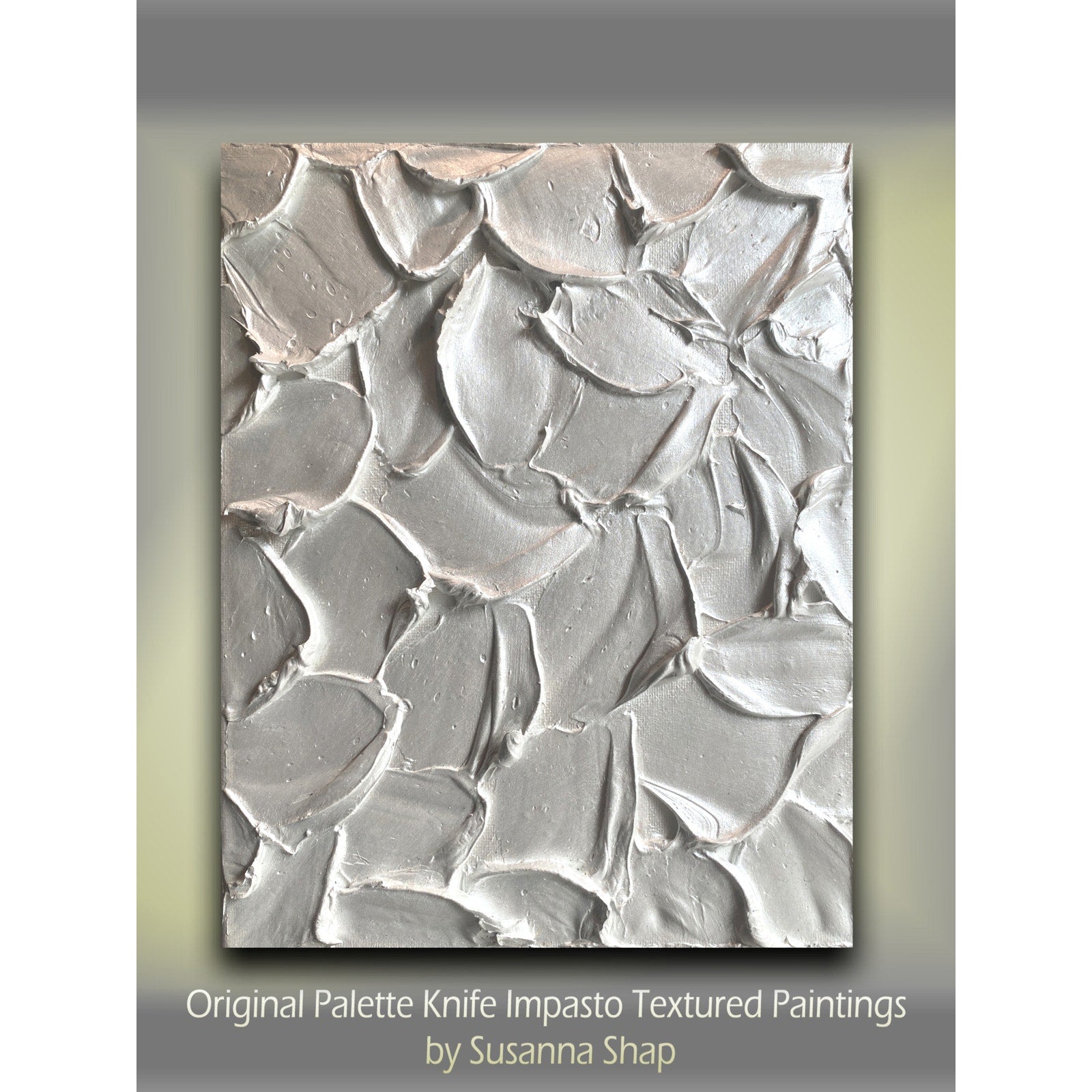 "Pearl" Metallic White ORIGINAL Abstract Textured painting, Palette knife Impasto Art, Small 8"x10"