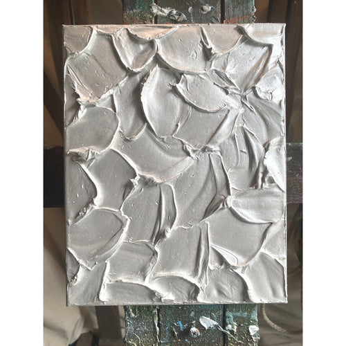 "Pearl" Metallic White ORIGINAL Abstract Textured painting, Palette knife Impasto Art, Small 8"x10"
