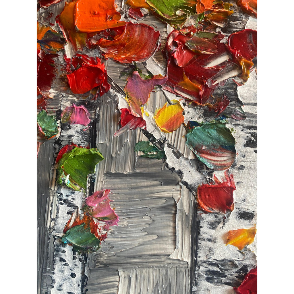 Original Textured Birch Trees Impasto Painting by Susanna Shap (48"x24")