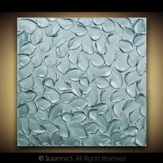 Teal blue, Abstract Minimalist ORIGINAL Metallic Textured Painting palette knife Impasto, Abstract Wall Art -MADE2ORDER-Mix & match