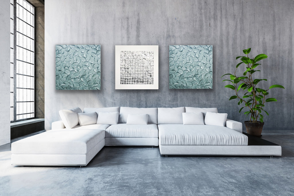 White and Silver Abstract Minimalist ORIGINAL Textured Painting palette knife Impasto, Abstract Wall Art -MADE2ORDER