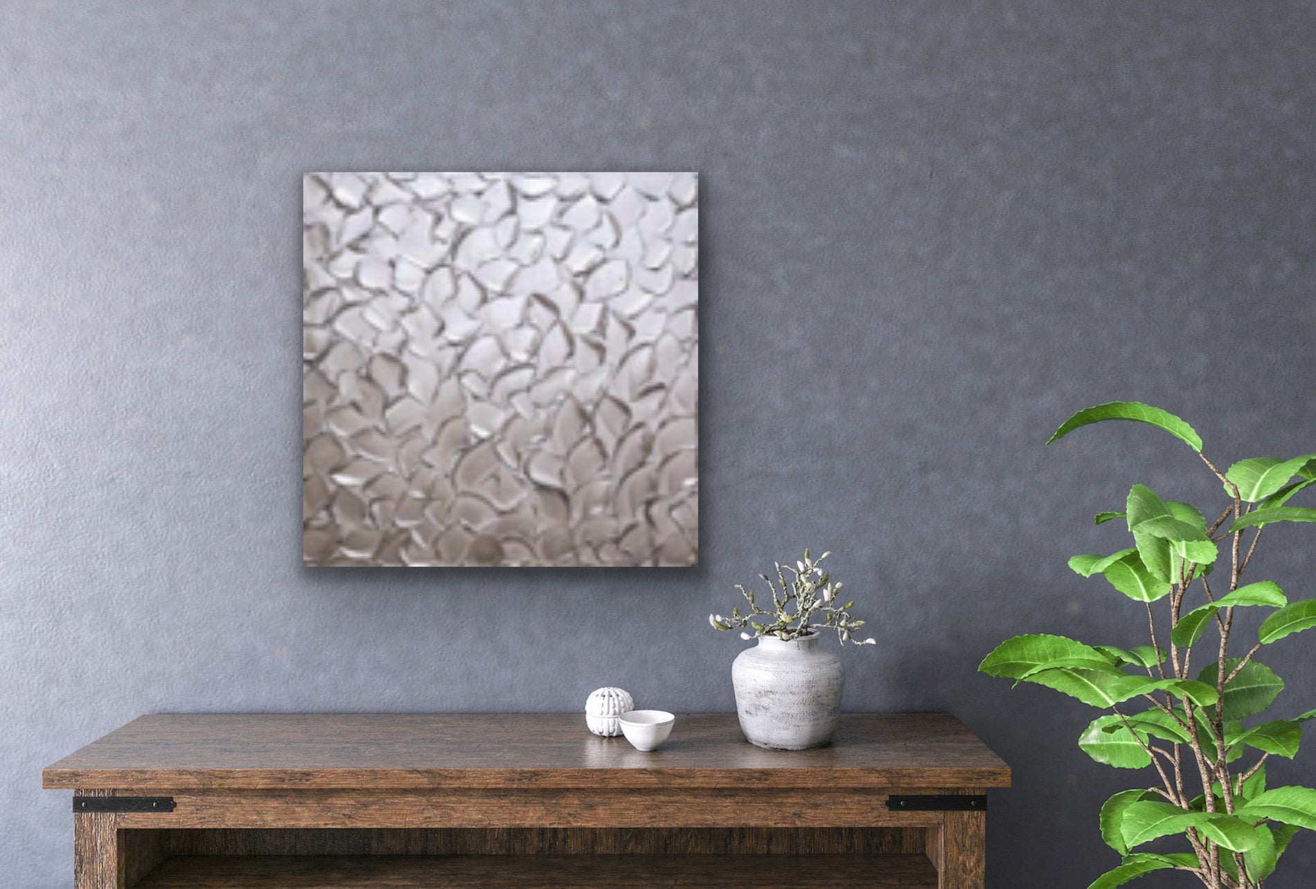 Silver Abstract Minimalist ORIGINAL Metallic Textured Painting palette knife Impasto, Abstract Wall Art -MADE2ORDER-Mix & match