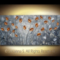 Original Painting Copper Tulips Abstract Landscape, Earth tones Grey Silver Impasto Textured palette knife art by susanna shap (MADE2ORDER)