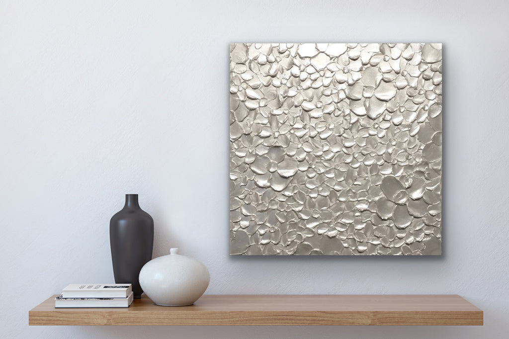 White pearl Blossoms Flowers Abstract Minimalist ORIGINAL Textured Painting palette knife Impasto, Abstract Wall Art -MADE2ORDER