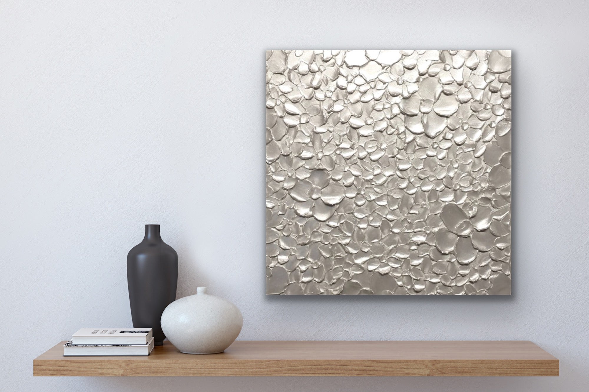 White pearl Blossoms Flowers Abstract Minimalist ORIGINAL Textured Painting palette knife Impasto, Abstract Wall Art -MADE2ORDER