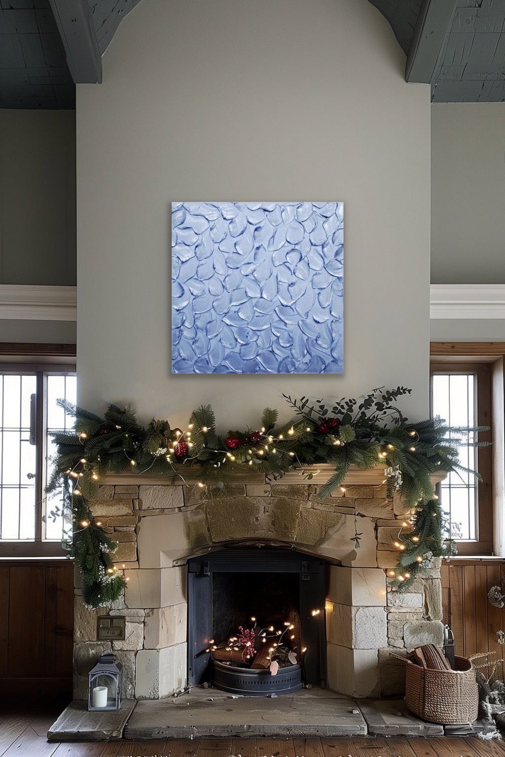 Periwinkle Baby Blue Abstract Minimalist ORIGINAL Metallic Textured Painting palette knife Impasto, Abstract Wall Art -MADE2ORDER-Mix & match