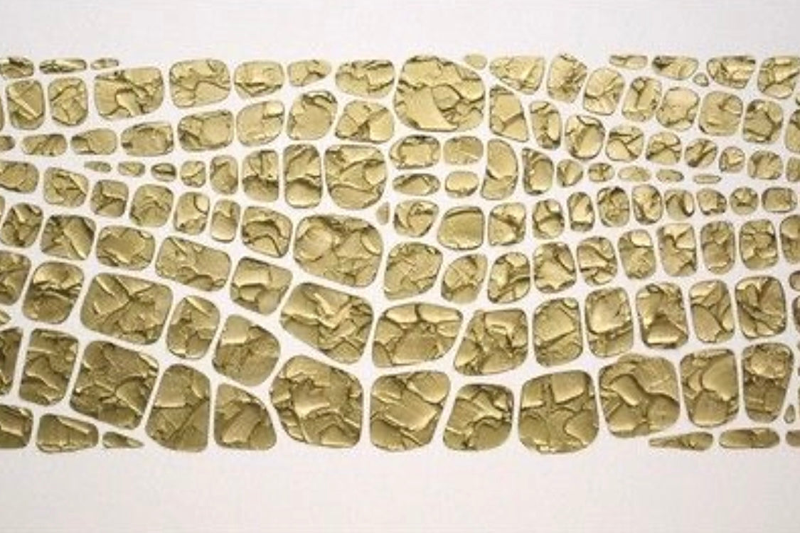 Original white and gold Textured Large Abstract Art MADE2ORDER Mosaic Painting (48”x24”)
