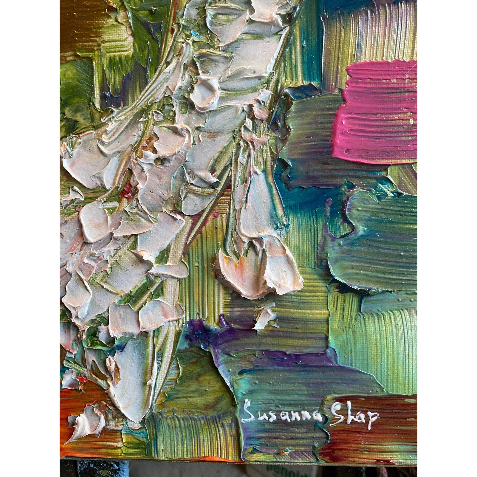 Original Koi Fish Painting: Textured Palette Knife impasto multicolored Fine Art (18"x24")