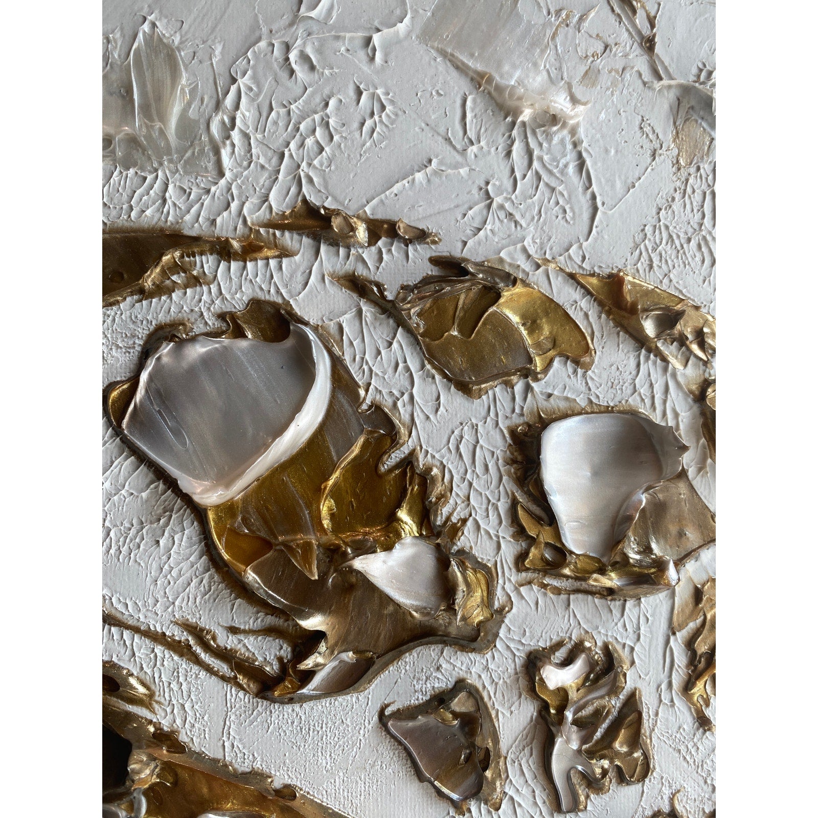 Turtle ORIGINAL Animal Art Abstract White & Gold Textured painting, Handmade Artwork Canvas wall art
