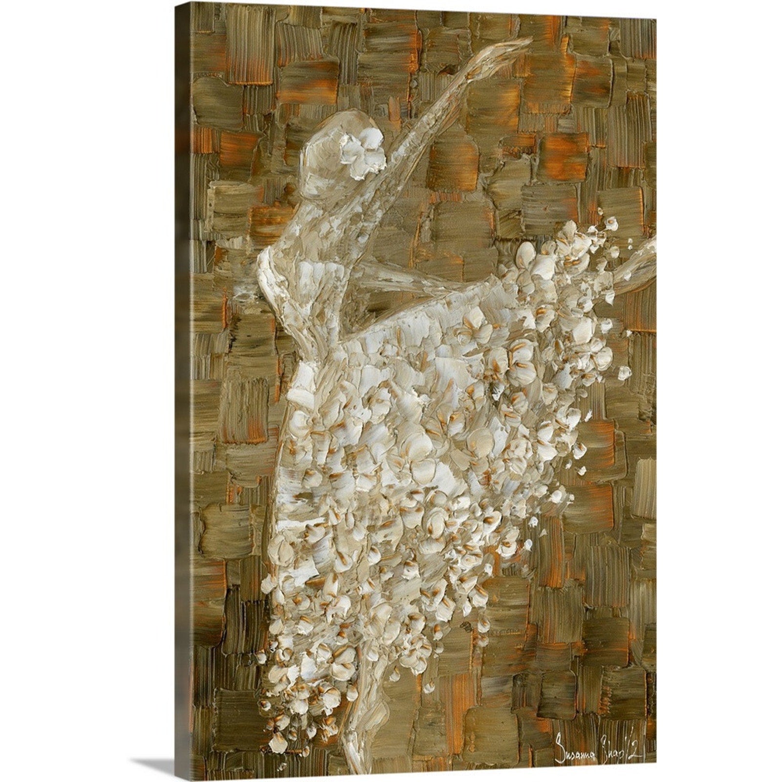 Ballet Art White Ballerina Art Brown Art canvas Abstract PRINT by Susanna Shap