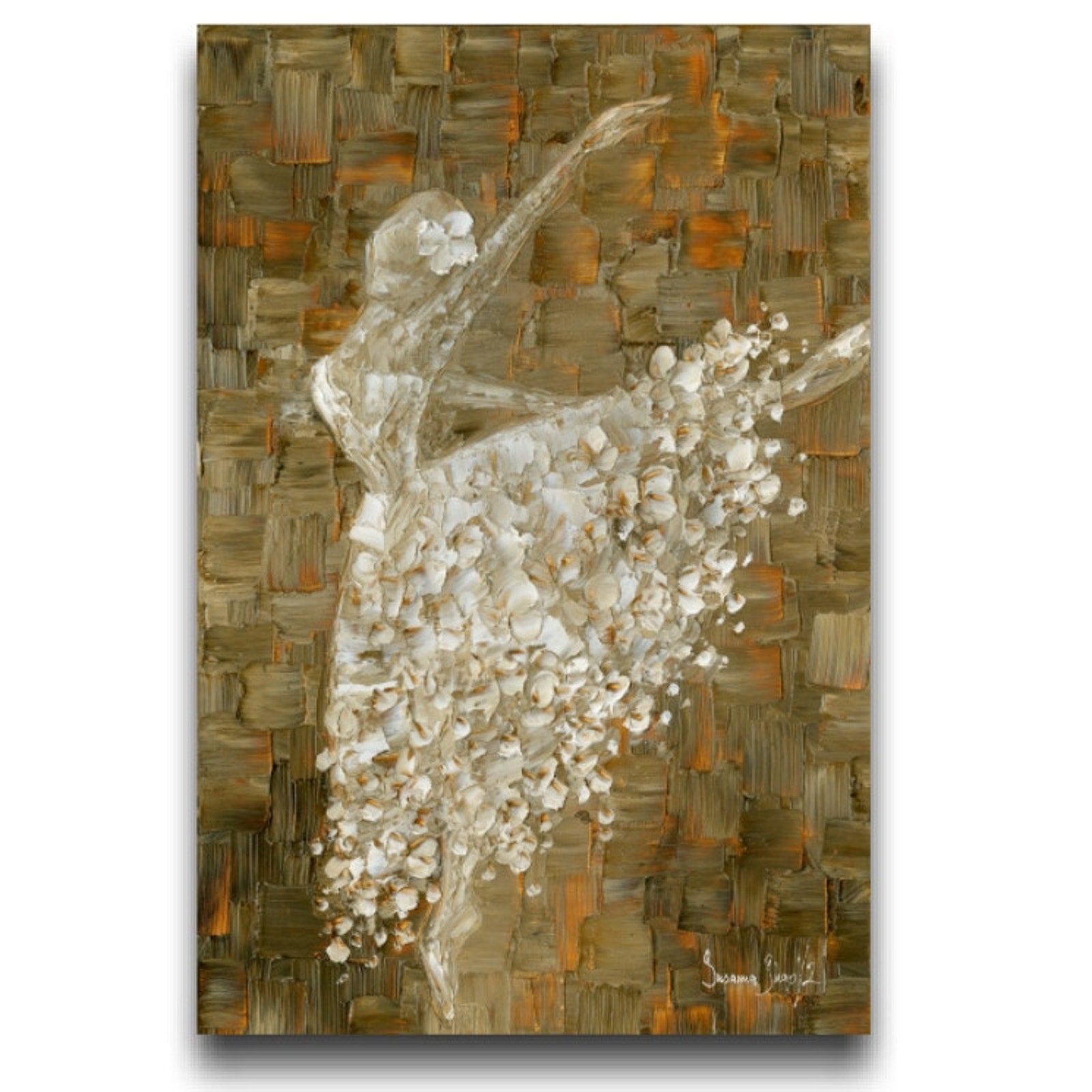 Ballet Art White Ballerina Art Brown Art canvas Abstract PRINT by Susanna Shap
