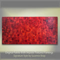 ORIGINAL Large Red Abstract painting, Squares, Geometric Textured 48"x24" Palette knife Art- by Susanna Shap