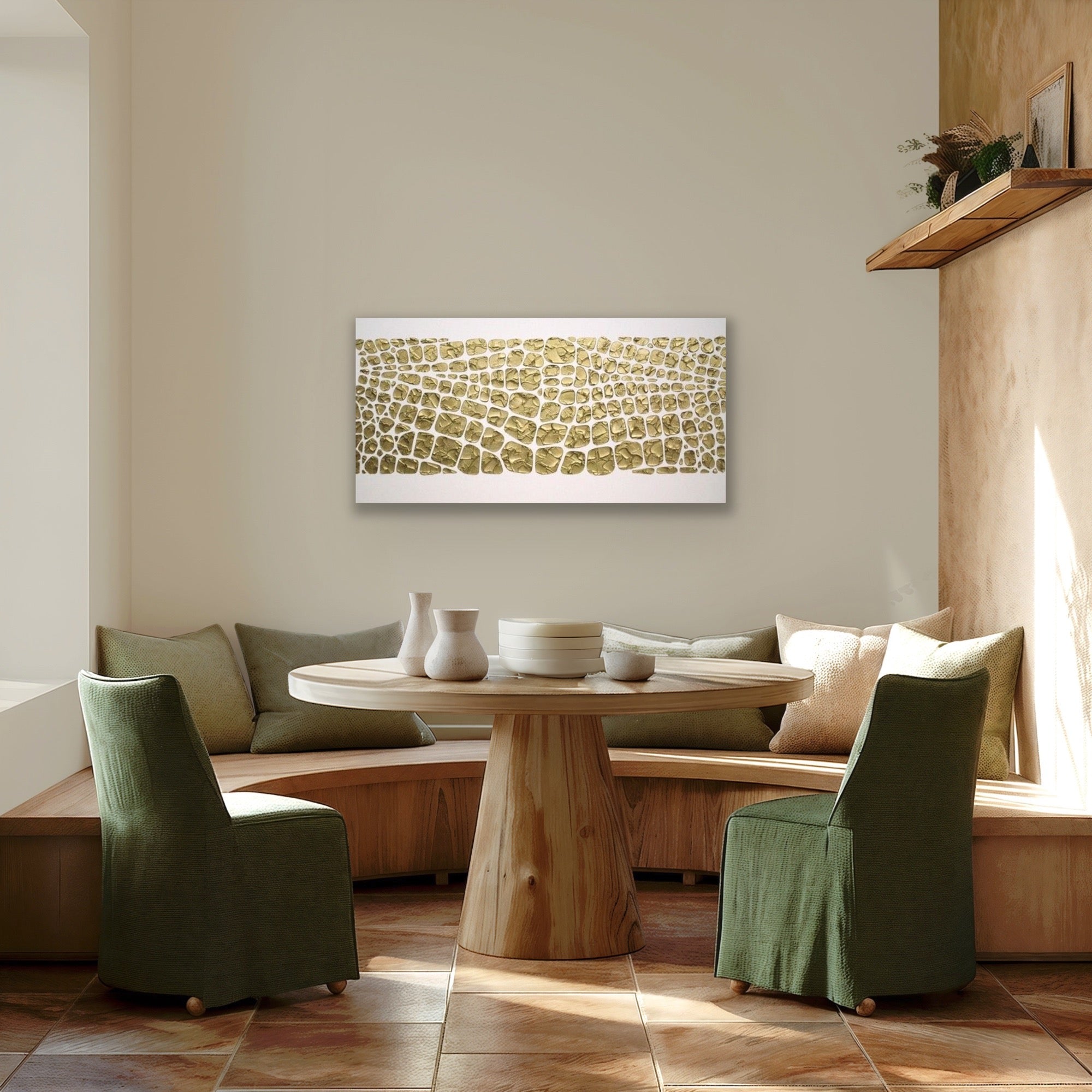 Original white and gold Textured Large Abstract Art MADE2ORDER Mosaic Painting (48”x24”)