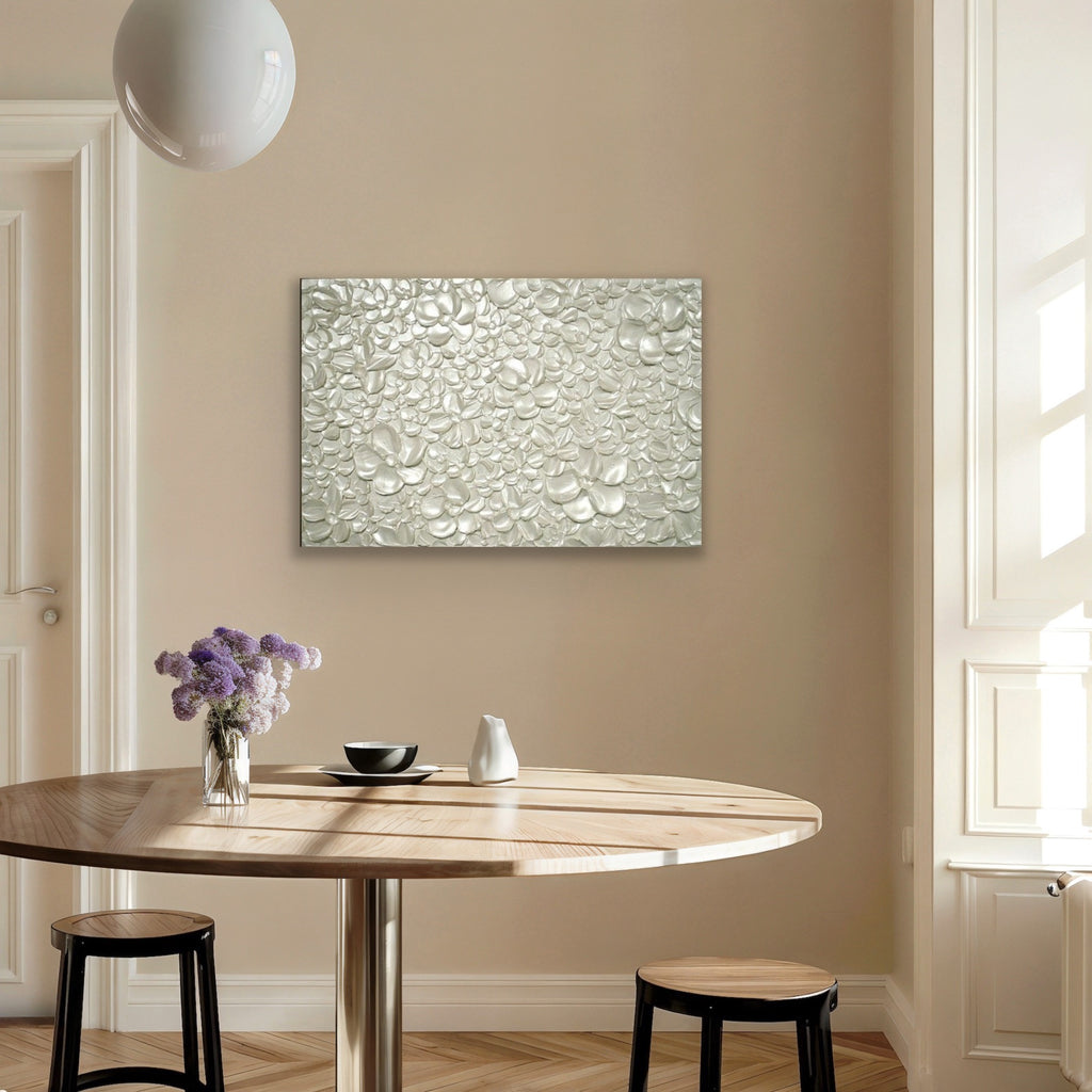 White pearl Blossoms Flowers Abstract Minimalist ORIGINAL Textured Painting palette knife Impasto, Abstract Wall Art -MADE2ORDER