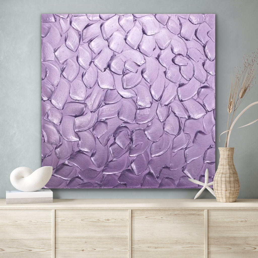 Lavender Purple Abstract Minimalist ORIGINAL Metallic Textured Painting palette knife Impasto, Abstract Wall Art -MADE2ORDER-Mix & match