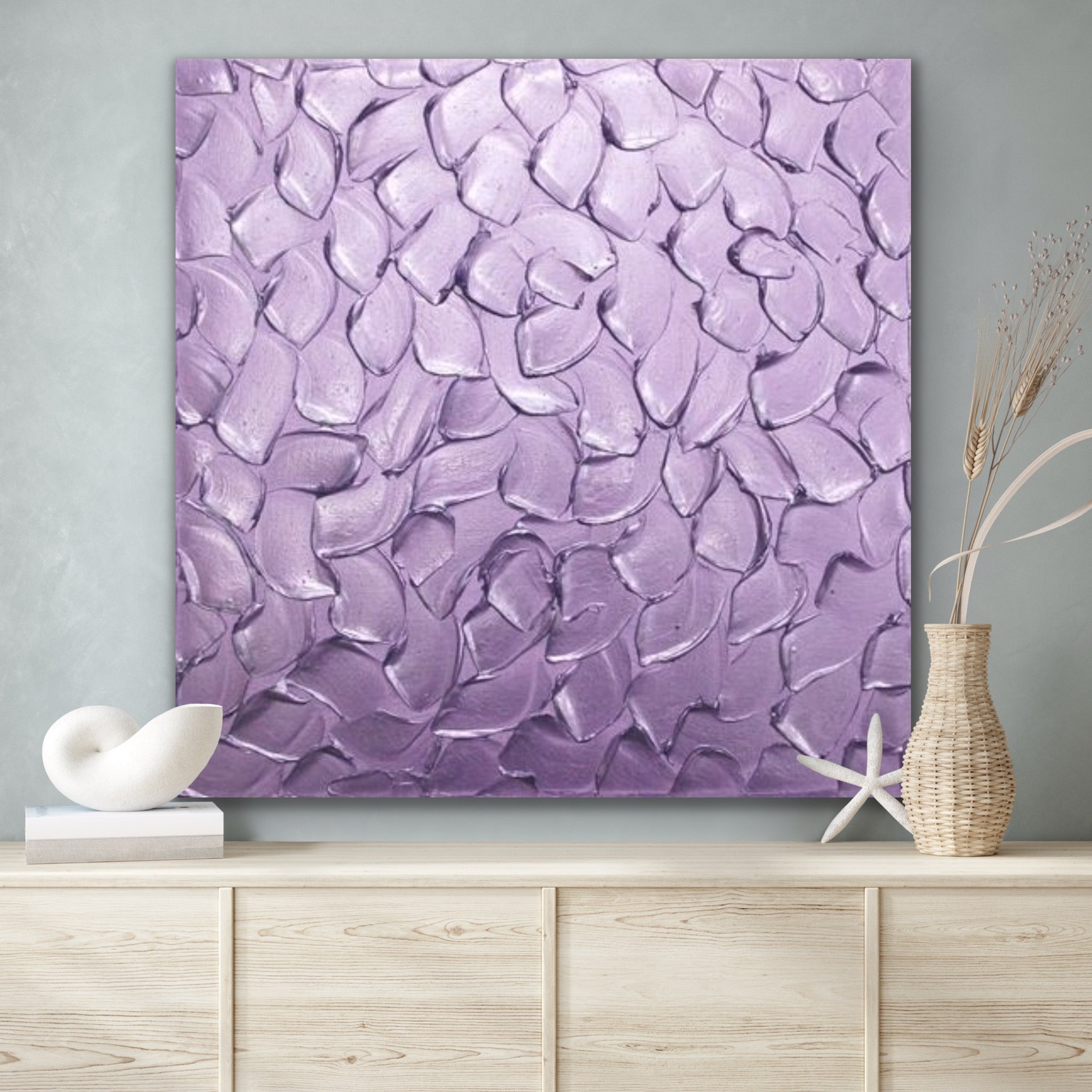 Lavender Purple Abstract Minimalist ORIGINAL Metallic Textured Painting palette knife Impasto, Abstract Wall Art -MADE2ORDER-Mix & match