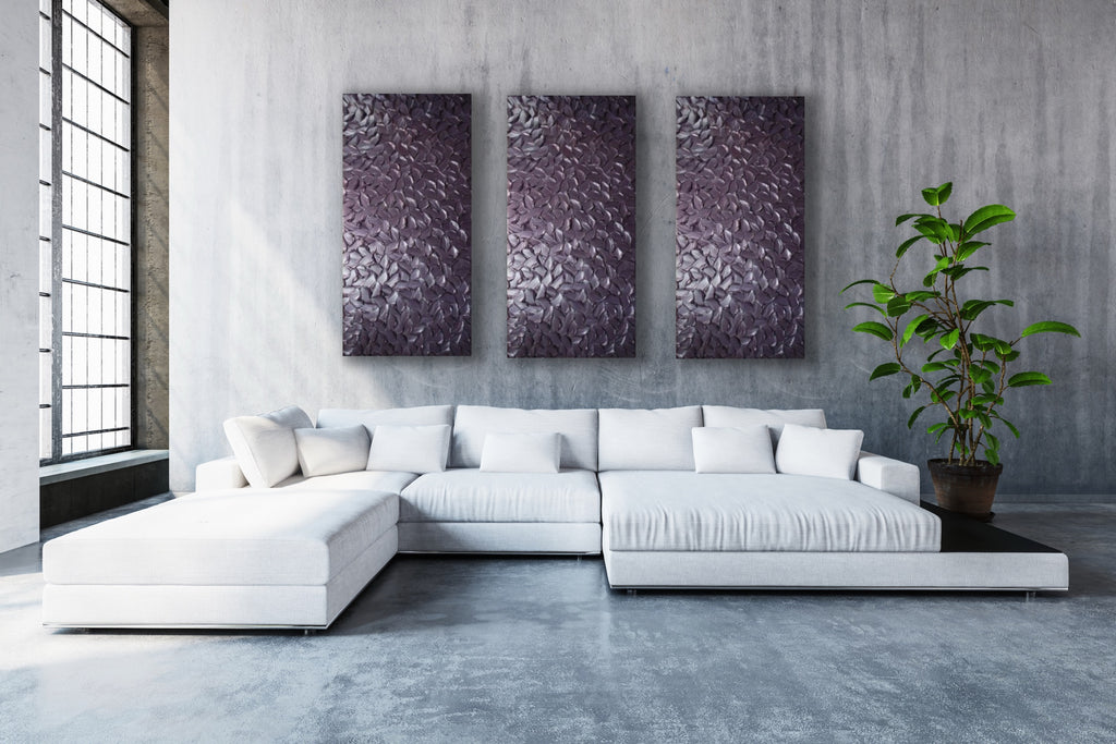 Lilac Smoky purple Abstract Minimalist ORIGINAL Metallic Textured Painting palette knife Impasto, Abstract Wall Art -MADE2ORDER-Mix & match