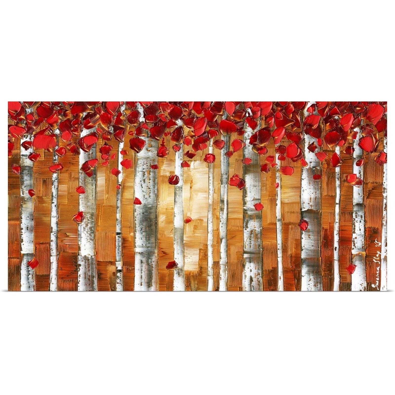 Birch Trees Landscape Abstract Wall Art PRINT On Stretched Canvas-s-xl -Susanna