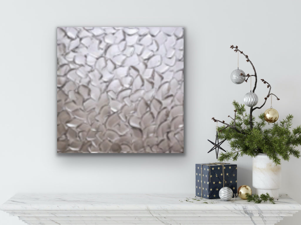 Silver Abstract Minimalist ORIGINAL Metallic Textured Painting palette knife Impasto, Abstract Wall Art -MADE2ORDER-Mix & match