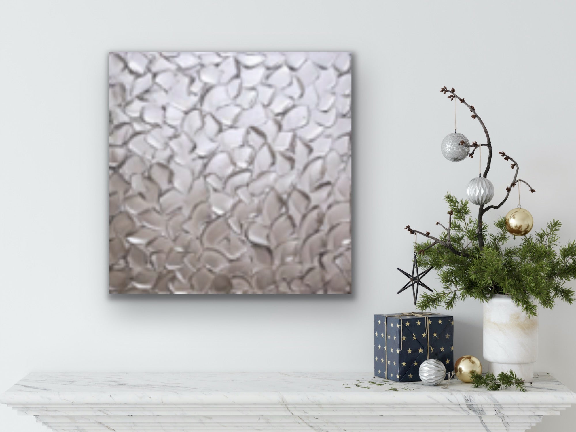 Silver Abstract Minimalist ORIGINAL Metallic Textured Painting palette knife Impasto, Abstract Wall Art -MADE2ORDER-Mix & match